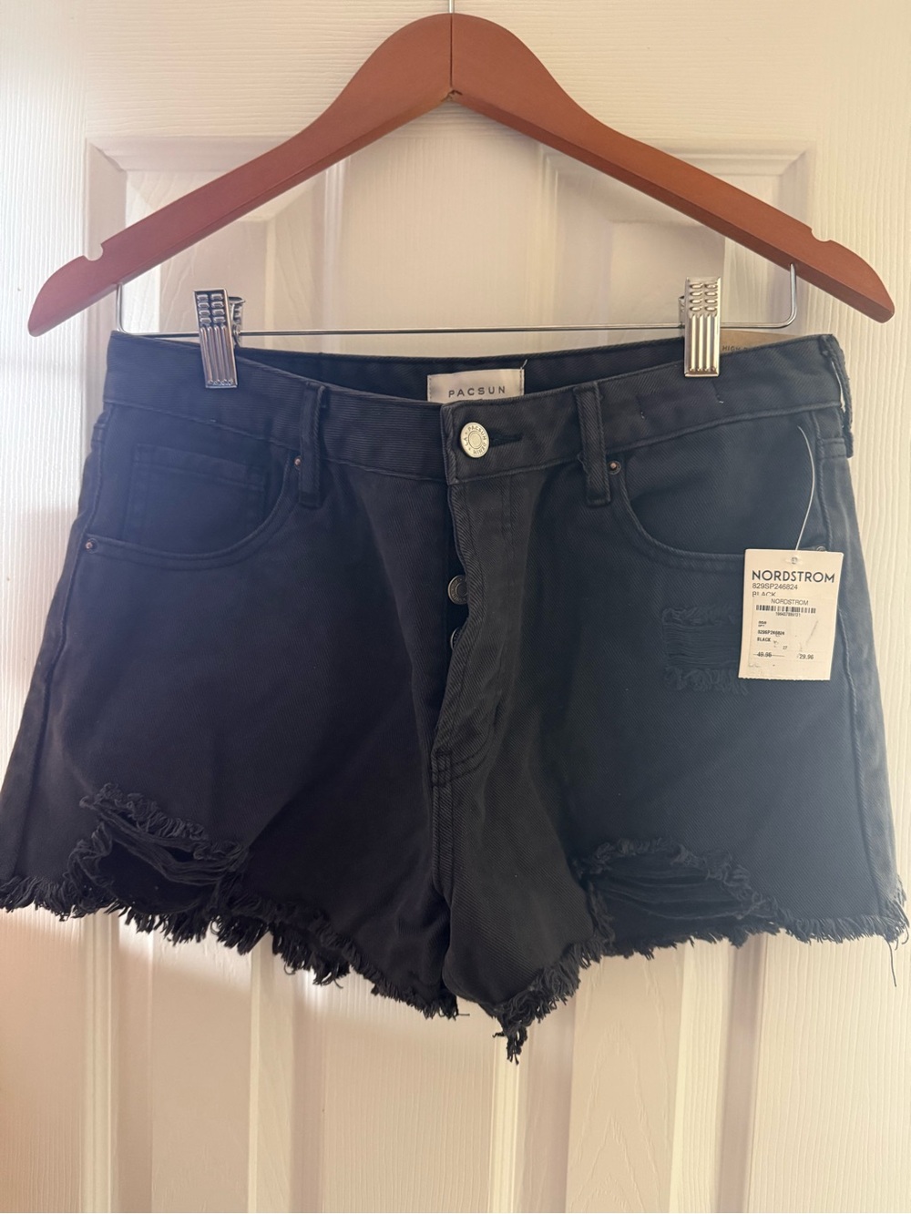 PacSun Black Distressed High-Rise Denim Shorts